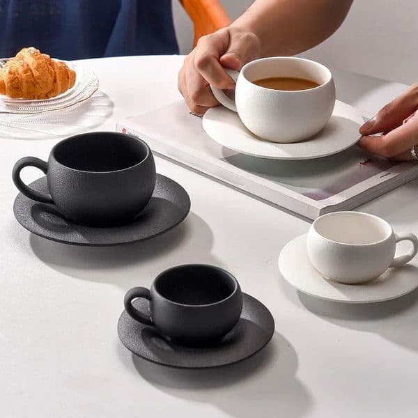 110280ML vintage coffee cup and sauce with burnt stone pattern ceramic Exquisite afternoon tea water gift 250421