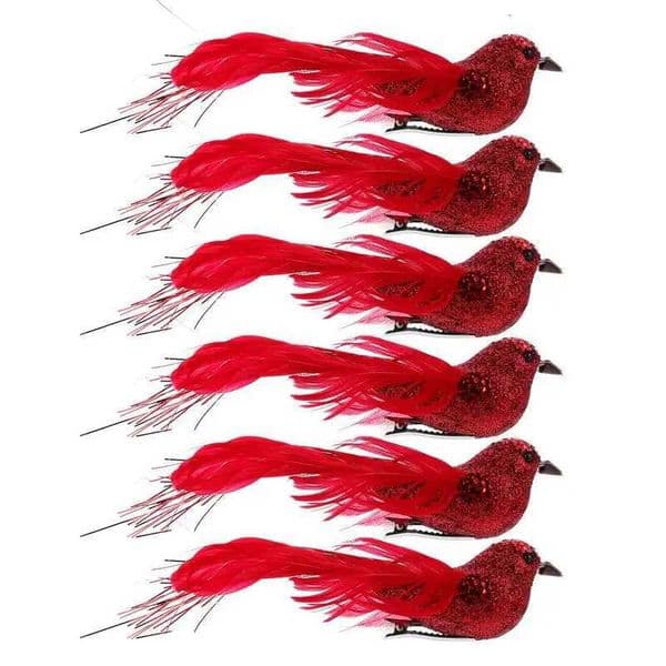 6pcs Simulation Bird Christmas Tree Decoration Bird Clips Christmas Tree Hanging Ornament Birds Decor Tail Random Color W251121