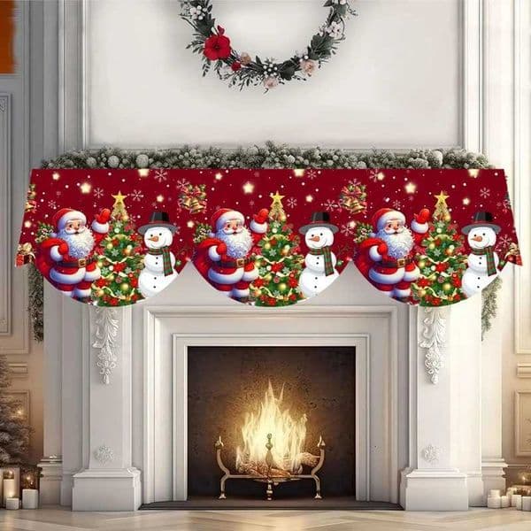 Christmas Fireplace Mantel Scarf Santa Snowman Tablecloth Christmas Decorations for Home 2025 Xmas Navidad Gifts New Year 2026W251121