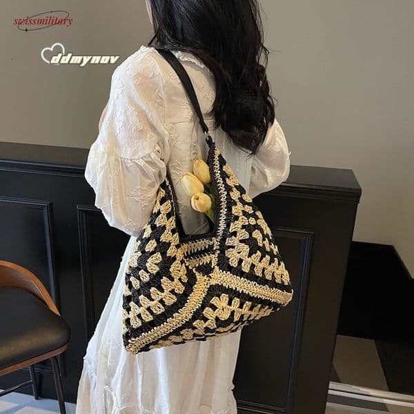 2025 New Fashionable and Versatile Western Style One Shoulder Underarm 2025 new fashion bags Handheld Straw Woven Holiday Beach Bag Trendy #ddmyNov