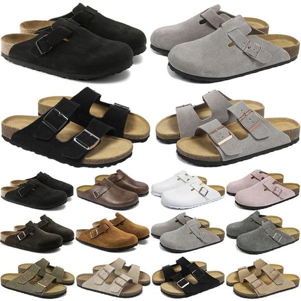 Men Women Designer Slides Clogs Sandals Fashion Suede Leather Taupe Mocha Black White Grey Pink Lady Woody Mules Casual Buckle Strap Slippers Flip Flops Scuffs 35-45