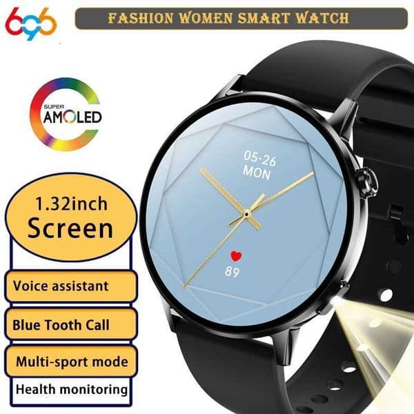 Fashion Wen AMOLED Sn e Tooth Call Smart Watch Rate Health Sports Music Flashlight Vo Assistant Smartwatch H251121