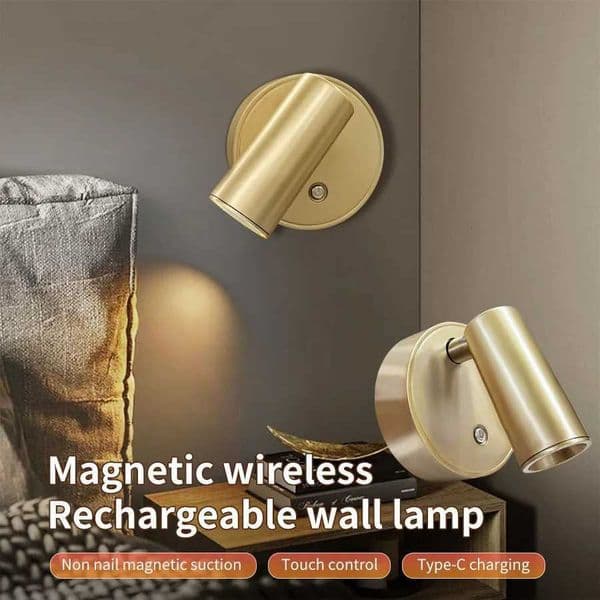 Magnetic LED Wall Lamp USB Rechargeable Touch Switch Wall Lights Spotlight Cordless Dimmable Bedroom Bedside Lamp Reading LightW251121
