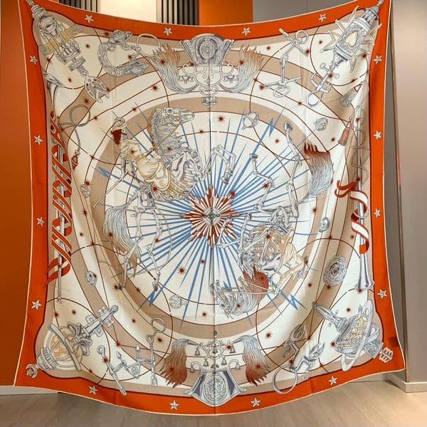 140140cm designer cashmere silk scarf H Large shawl Luxury double sided same color hand-rolled cashmere silk blended shawl pattern orange scarf gift