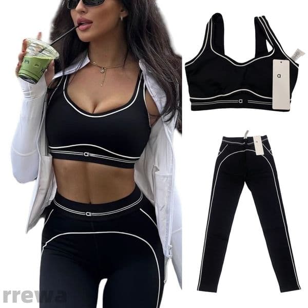 Womens Tracksuits 5A New Yoga Sets Sports Heart Throb U BraLeggings High End White Striped Pants Back Yoga Outfits Set Summer Running Fitness Gym alosetly woman cloth