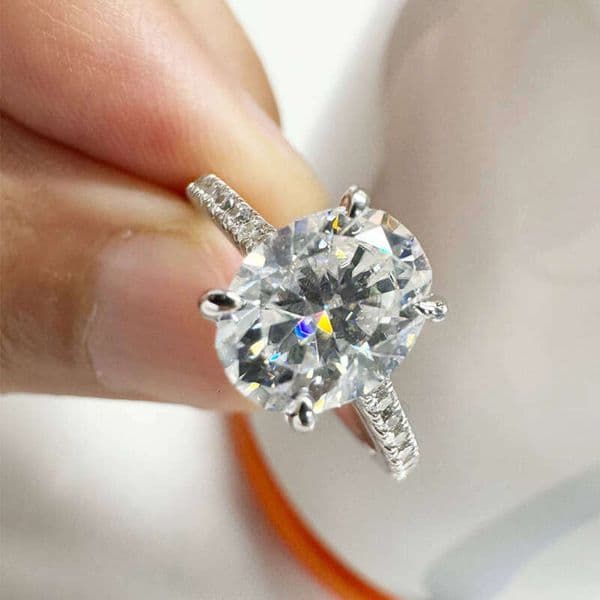 Radiant/Oval/Emerald Cut Moissanite VVS 1 2CT Engagement 14k Gold Plated Sterling Silver GRA Women's Wedding Promise Ring aaa