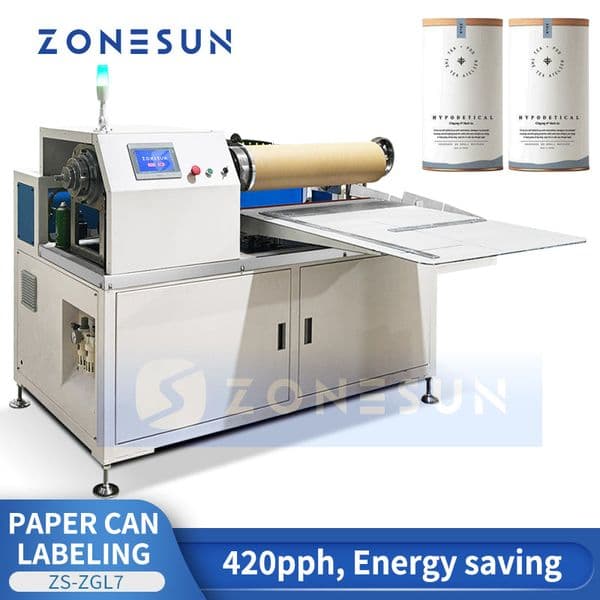 ZONESUN ZS-ZGL7 Semi-Automatic Wet Glue Labeling Machine for Paper Cans and Tubes