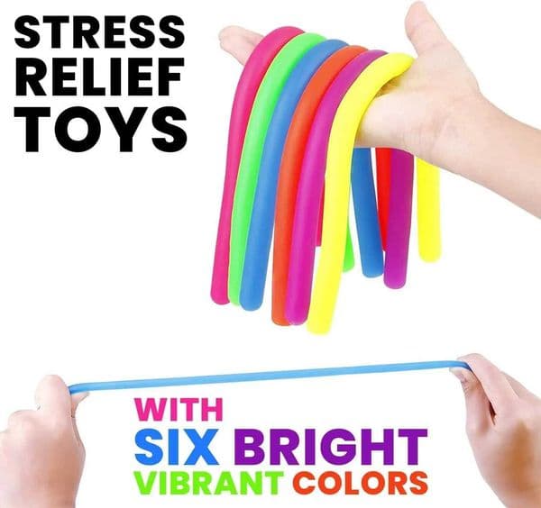 6 Pack Stretchy String Fidgets Sensory Toys Resistance Squeeze Strengthen Arms Noodle Stress Reliever Toys for Kids Adults X251121