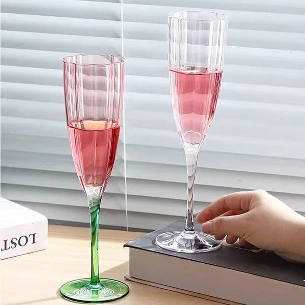 Glass wine high glass champagne table party decoration set y restaurant kitchen tableware accessories petal shaped 250421