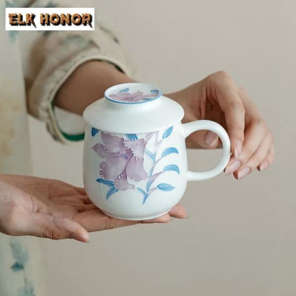 260ml handmade pile carving lily coffee cup chocolate afternoon tea organizers water set gift 250421