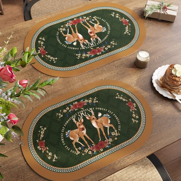 Christmas Limited The Wizard of Deer Wild American Retro Placemat, Table Plate Cushion Coaster, Coffee Table Waterproof, Dustproof and Oil-Proof Insulation