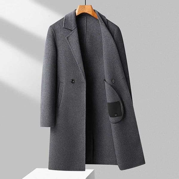 Quiet Men Structured Double-Faced Wool Topcoat Back Vent Design Cashmere Wool Overcoat Black Gray Brown Coat Menswear M251122