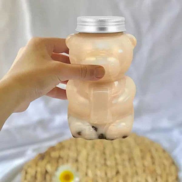 1-10PCS 500ml Violent Bear Milk Tea Bottle Disposable PET Transparent Juice Bottle Cartoon Bear Portable Juice Yogurt Bottle X2511221