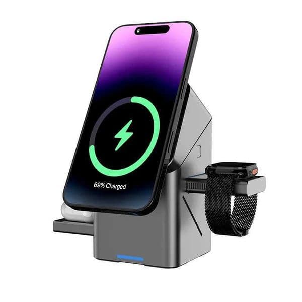3 in 1 Wireless Charger Rotating Magic Magnetic for Dock Charger for Iphone 16 15 14 13 Pro Max Iwatch Airpods Charger Y251122