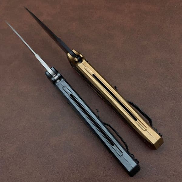 2Models 7150 Launch 8 Folding Knife 3.5" Stonewashed CPM-154 Spear Point Blade, Anodized Aluminum Handles