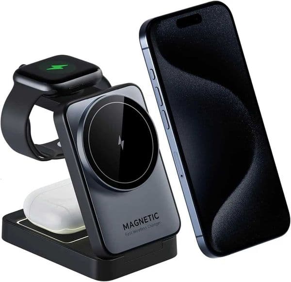 Foldable 3 In 1 Magnetic Wireless Charger Stand For iPhone 16 15 14 13 12 Watch 2-8 SE Airpods Pro Fast Charging Y251122