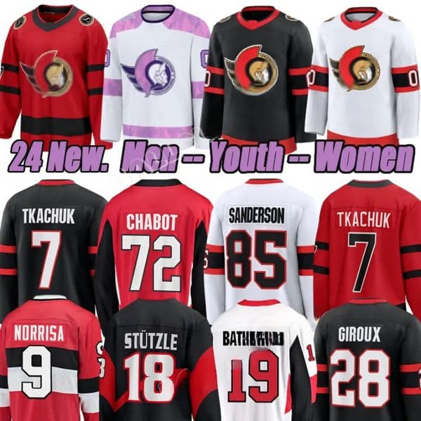Brady Tkachuk Jersey Senator Claude Giroux Tim Stutzle Jake Sanderson Drake Batherson Josh Norris Thomas Chabot Anton Forsberg hockey jerseys