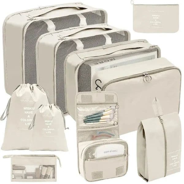 7/8/9/10 Pcs Set Travel Storage Bags Packing Cubes Cases Portable Wardrobe Luggage Clothes Shoe Pouch Fold 250422
