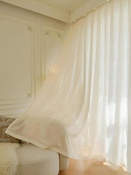 Curtain 1PC French Embossed Gauze Modern Minimalist European Classical Pastoral Warmth Curtains For Living Room Window