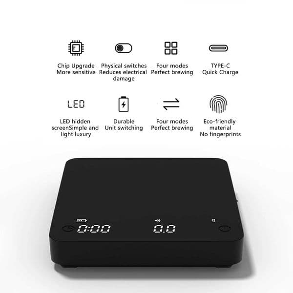 Personal Electronic Scale Mini Smart Timer 2kg/01g Coffee Household Italian Coffee Scale Gram Weight Chronograph Kitchen ScaleM251122