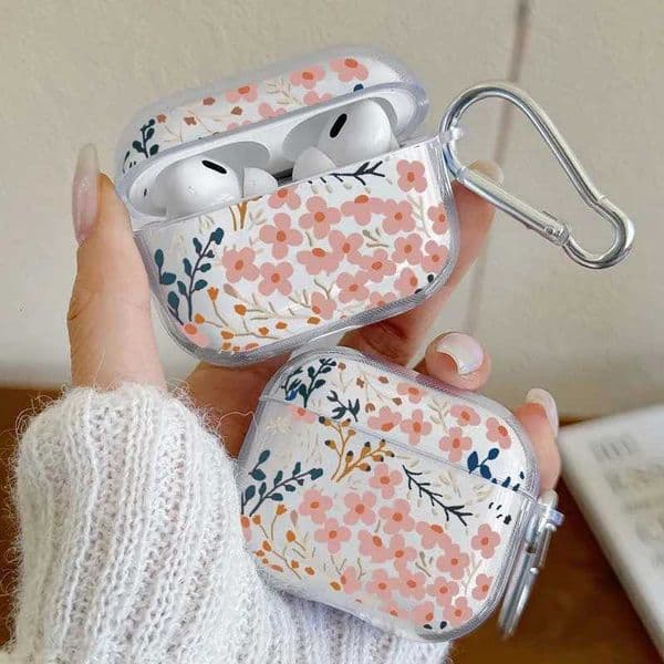Cute Pink Flower Clear Headphone Cover for Airpods 4 3 1/2 Lovely Earphone Case for Airpods Pro 2 and Pro Wireless Charging BoxW251122