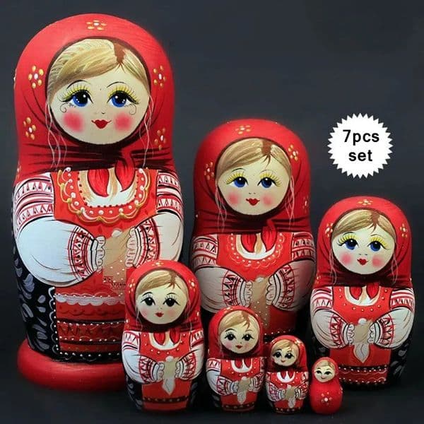 7pcsSet Russian Nesting Dolls Chic Matryoshka Wood Stacking Nested For Kids Desktop Decor Christmas Gifts 251113