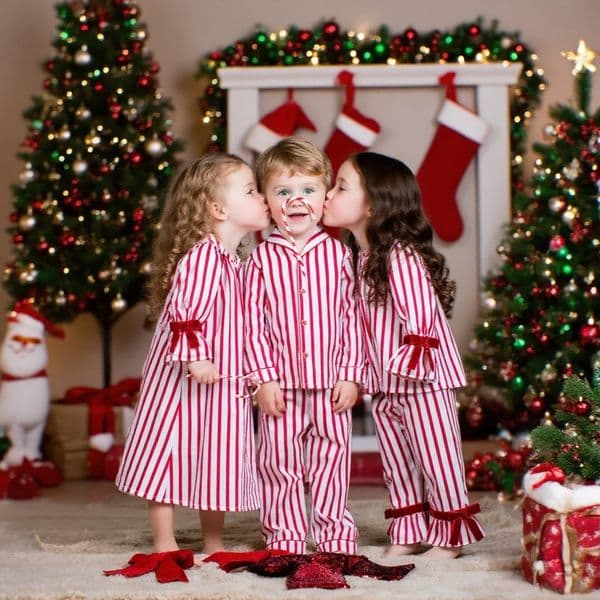 2025 Children Christmas Pyjamas Sets Kid Velvet Loungewear Family Party Long Sleeve Girl Dress Xmas Boy SleepwearPants Costume251120BJ
