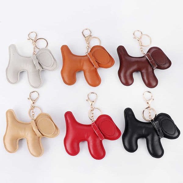 Creative puppy keychain leather pendant imitation leather cute dog keychain multi-color bag pendant