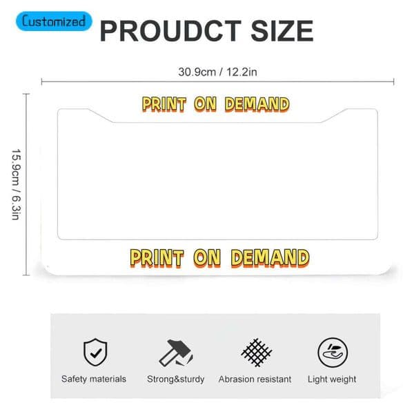 POD Customized Pair of Creative Home-Themed License Plate Frames, Fashionable Design