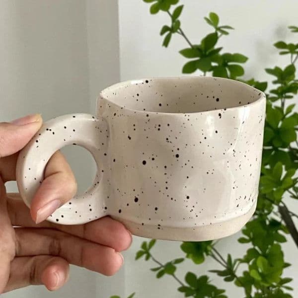 250ml Ceramic Mug Ring Handl Coffee Milk Modern Print Porcelain Mug Handmade Ceramic Chocolate Cup Couple Handgrip Cups 250421BJ