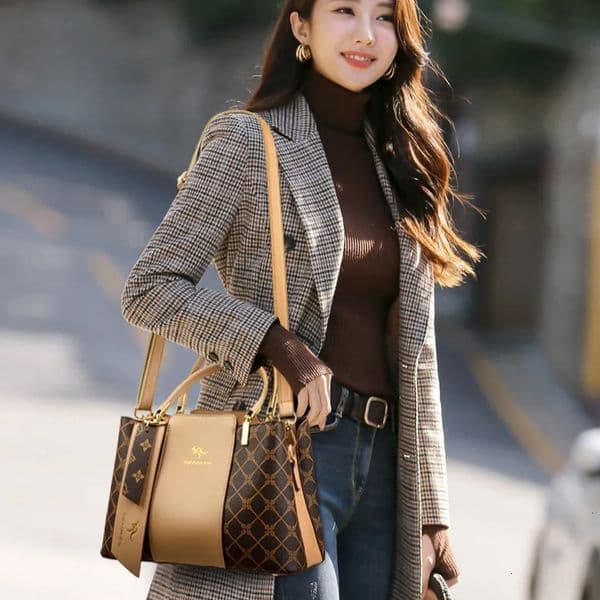 hot sell Large Leather Handbag Vintage Floral Splicing Shoulder Crossbody Bag ddmySat