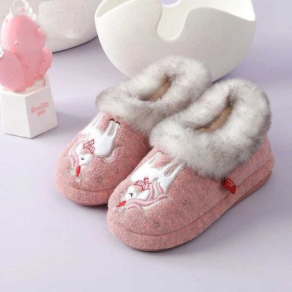Gacimy Winter Cute Warm House Cotton Shoes For Children Indoor Soft Non-slip Baby Plush Slippers Lovely Animals Furry SlippersW251122