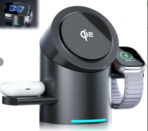 Fast Shipping Aluminum Phone High Quality Automatic Touch Rotation QI23 in 1 Magnetic Folding Wireless Charger