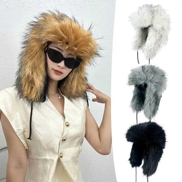 Ear Protection C Bomber Hat Outdoor Windproof Plush Ski C Thicken Fur Lei Feng Hat Luxury Natural Y2k Fluffy Faux Fur HatXJ251122