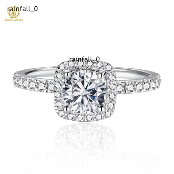 2025 Newest Classic Style 18K Gold Plated 1CT Cushion Moissanite Diamond Ring 925 Sterling Silver Wedding Engagement Ring Trendy