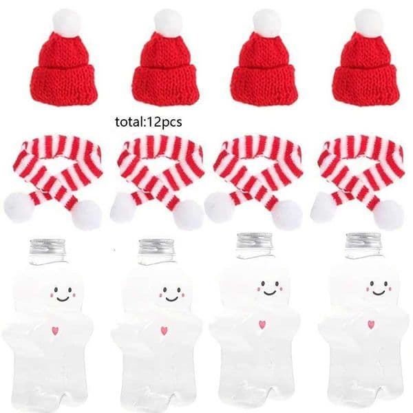 10pcs Very Cute Gingerbread Man Plastic DIY Decorative Jar Set includes 4 jars 4 hats and 4 scarves for Christmas DIY decorations X251122