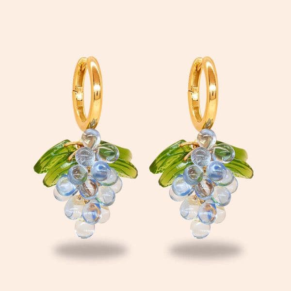 Luxury Fruit Earings Stud Designer Dangle Grape Earrings For Women Stainless Steel Plated Gold Vintage Chandelier Earring Grapes Jewelry BQD2504226