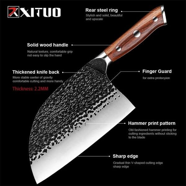 High Carbon Steel Hand Forged Butcher Knife Anti-Rust Oil Coating Kitchen Chef Knife Cooking Knife Dividing Knife Boning Knife 250421BJ