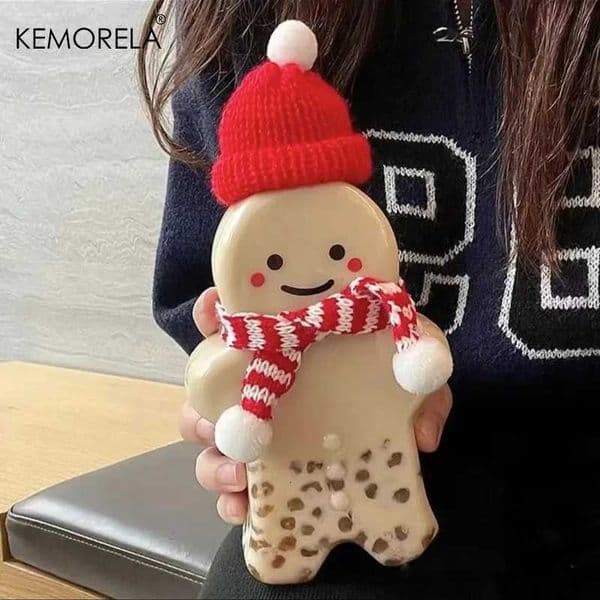 10pcs KEMORELA Plastic Gingerbread Man Christmas Water Bottle Decoration Christmas New Year Milk Drink Cup Holiday ChildrenS Gift Toy X251122