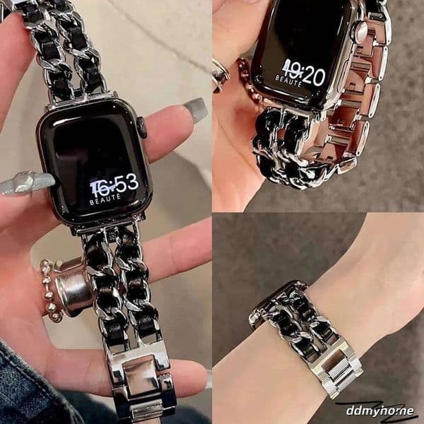 2026 New Metal Leather Apple Watch Band Designer Gold Strap For Iwatch Mm Series Ultra SE H11 21 Ddmyhome Free Shipping