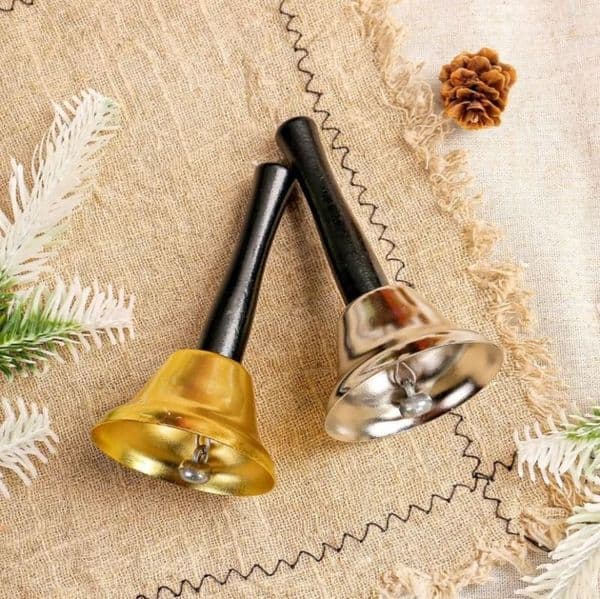 Hand Bells Steel Service Handbells Black Wooden Handle Diatonic Metal Bells Musical Percussion Christmas Decorations Z 11.2-3