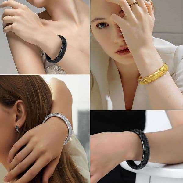 Fashion women's stainless steel elastic wristband 10mm 16mm 20mm high-end feel bracelet