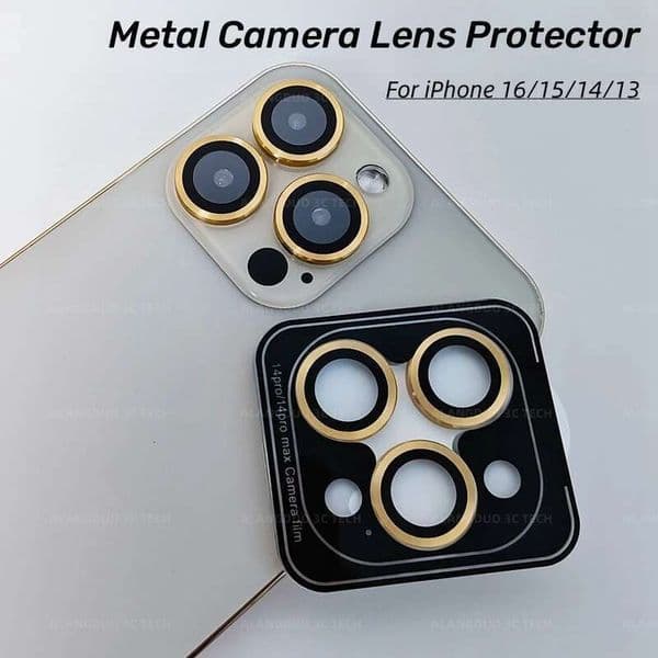 Easy Installation Camera Protector for iPhone 16 Pro max 15 14 Plus 13 mini Metal Ring+Tempered Glass Back Lens Cover Cap