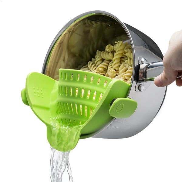 LMETJMA Universal Silicone Clip-on Pan Pot Strainer Anti-spill Pasta Pot Strainer Food Grade Rice Fruit Colander Strainer KC0111 250421
