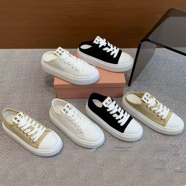 Designer shoes Luxury womens casual shoes Fashion loafers - Canvas womens sports shoes - Round-toe le-up semi-trousers top-level luxury casual shoes J260324