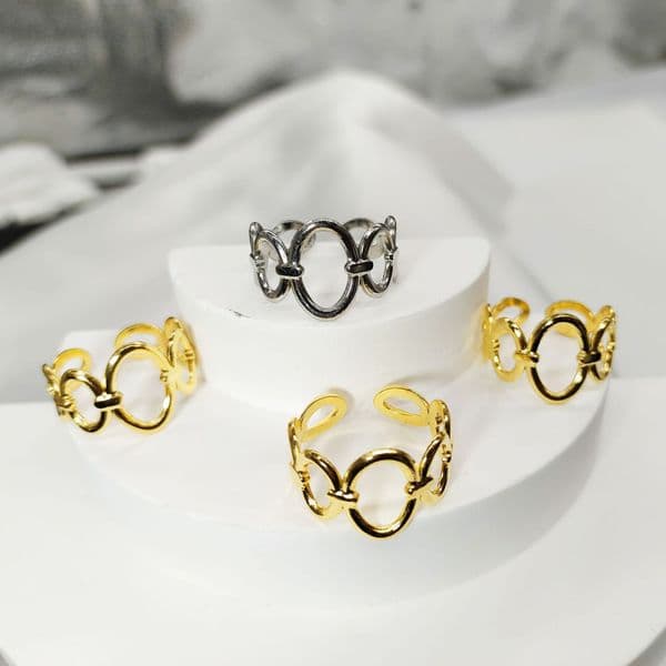 Top Source Ins Style Stainless Steel for Women's Niche Geometry Simple Opening Adjustable Ring