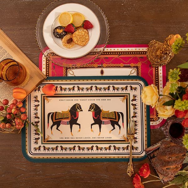 European light luxury horse leave-in oil-proof leather placemat, desktop heat insulation anti-scalding and waterproof coffee mat, table mat 1111