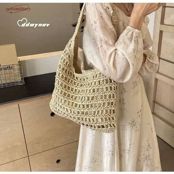 2025 New Summer Grass Woven Large Capacity Hollow Weaving Travel Versatile Shoulder Women's Beach Bag #ddmynov