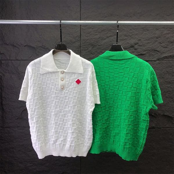 Women's T-Shirt Designer Knitted polo checkered pattern for both men and women