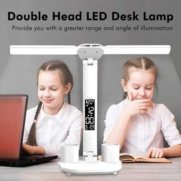 Eye Protection New Charging LED Clock Dimmable Desk Lamp 180 Rotating Foldable Desktop Reading Night Light USB Z250422